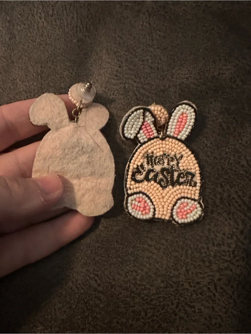 Pink Bunny 'Hoppy Easter' Beaded Earrings